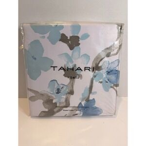 Tahari Home Floral Shower Curtain 72x72 Blue Gray White Bathroom Fabric New